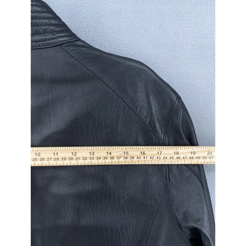 7Diamonds Jacket Mens XL Black Leather Moto Biker Bomber‎ Sprint